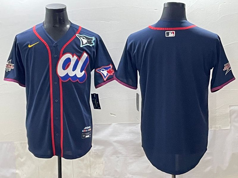 Men 2025 Toronto Blue Jays Blank Drak Blue All star Blank Blue Nike MLB Jersey style 3->toronto blue jays->MLB Jersey